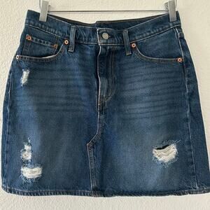 Levi's 501 Denim Mini Skirt Medium Wash Sz. 31 Waist (sz 12) Festival Western